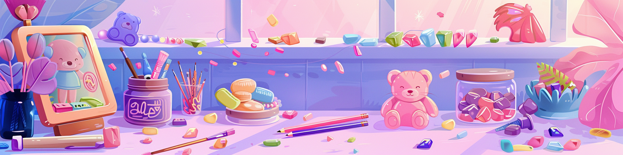 Made by Maddie Studio workspace with art supplies and rhinestones